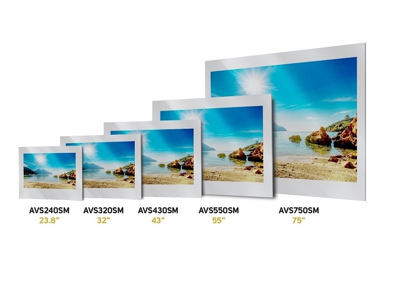 AVEL bright mirror TV lineup from AVS240SM to AVS750SM