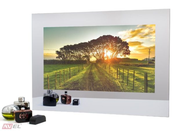 AVEL 24-inch magic mirror TV showing a picture