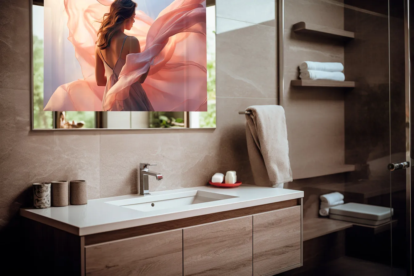 Bathroom vanity mirror television
