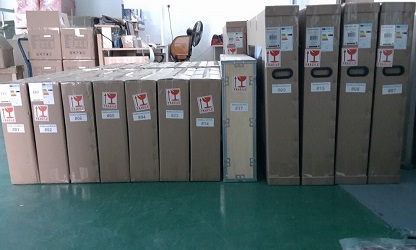 Boxed AVEL TVs ready for shipment